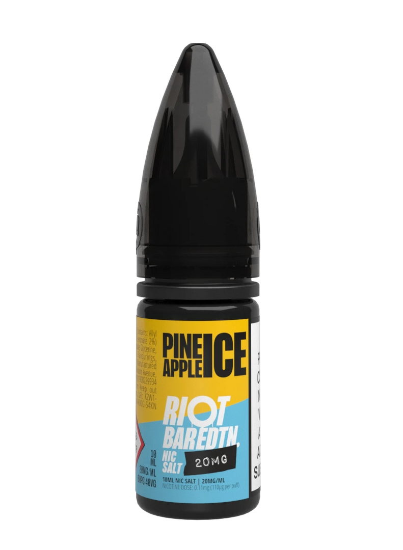 10× Riot Squad Bar Edition Nic Salt E‑Liquids in Pineapple Ice – a pack of ten 10 ml bottles featuring a formulated with smooth nicotine salt and a 40/60 PG/VG base for a richer vapor experience.