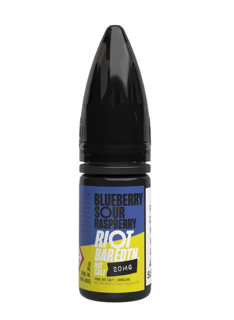 10× Riot Squad Bar Edition Nic Salt E‑Liquids in Blueberry Sour Raspberry – a pack of ten 10 ml bottles featuring a formulated with smooth nicotine salt and a 40/60 PG/VG base for a richer vapor experience.