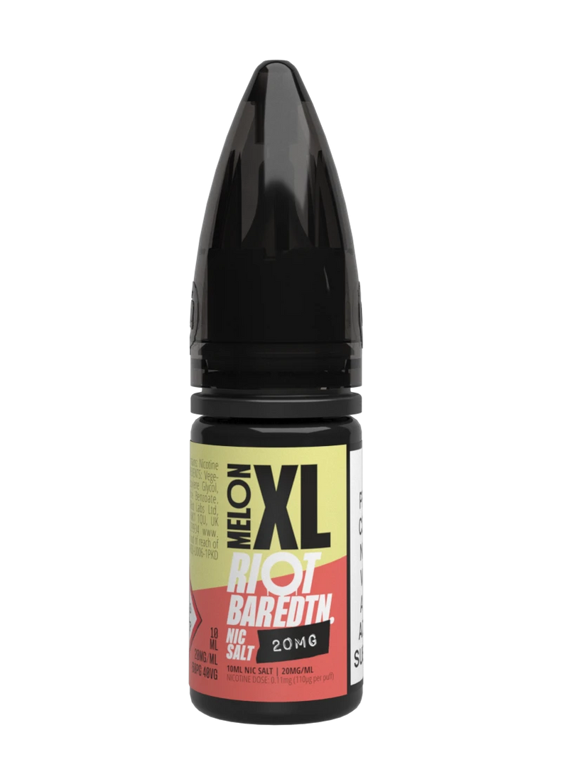 10× Riot Squad Bar Edition Nic Salt E‑Liquids in Melon XL – a pack of ten 10 ml bottles featuring a formulated with smooth nicotine salt and a 40/60 PG/VG base for a richer vapor experience.