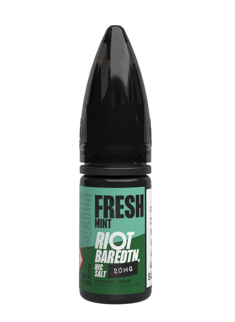 10× Riot Squad Bar Edition Nic Salt E‑Liquids in Fresh Mint – a pack of ten 10 ml bottles featuring a formulated with smooth nicotine salt and a 40/60 PG/VG base for a richer vapor experience.