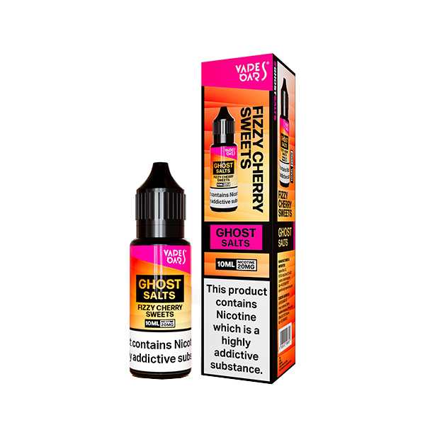 Ghost Nic Salt 10 ml E‑Liquid in Fizzy Cherry Sweets – sleek 10 ml bottle featuring a smooth nicotine salts in a 50/50 base, ideal for pod systems.