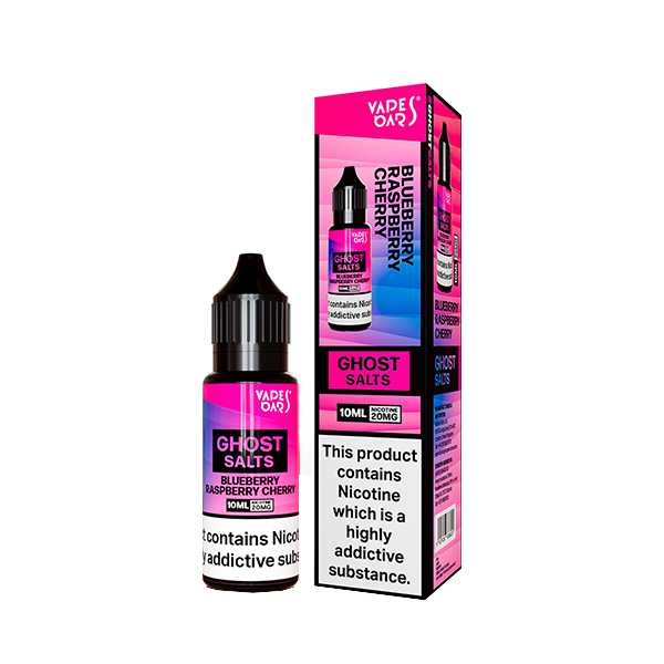 Ghost Nic Salt 10 ml E‑Liquid in Blueberry Raspberry Cherry – sleek 10 ml bottle featuring a smooth nicotine salts in a 50/50 base, ideal for pod systems.