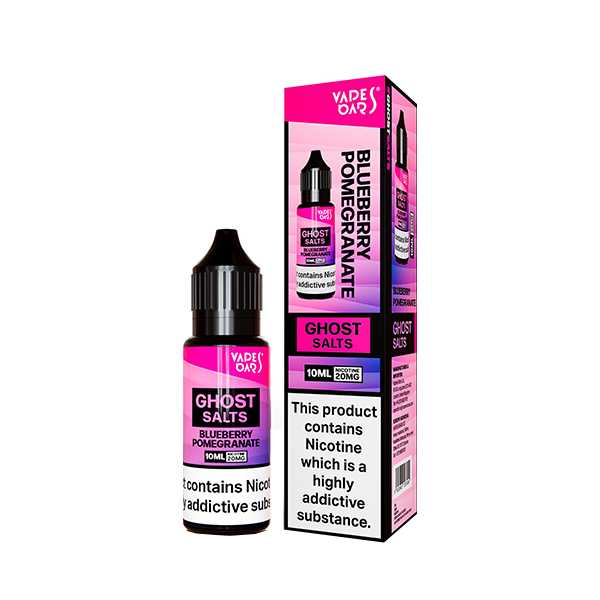 Ghost Nic Salt 10 ml E‑Liquid in Blueberry Pomegranate – sleek 10 ml bottle featuring a smooth nicotine salts in a 50/50 base, ideal for pod systems.