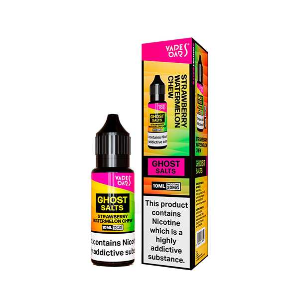Ghost Nic Salt 10 ml E‑Liquid in Strawberry Watermelon Chew – sleek 10 ml bottle featuring a smooth nicotine salts in a 50/50 base, ideal for pod systems.