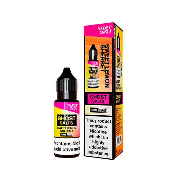 Ghost Nic Salt 10 ml E‑Liquid in Sweet Lemon Sherbet – sleek 10 ml bottle featuring a smooth nicotine salts in a 50/50 base, ideal for pod systems.