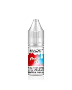 10ml bottle of SMOK Nic Salt Vape Juice in Cherry Ice flavor, 50/50 PG/VG ratio for balanced flavor and vapor production, available in 10mg and 20mg nicotine salt strengths.