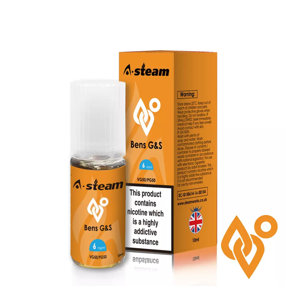 Bens G & S A-Steam 10ml Premium Vape Juice - Pack of 10 Bottles