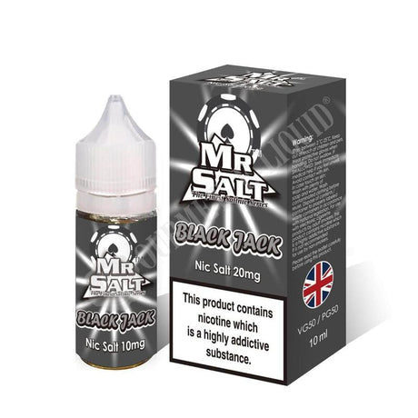 Mr Salt Black Jack Nic Salt E‑Liquid – sleek bottle of premium nicotine salt vape juice with a pure and smooth throat hit, ideal for pod systems.