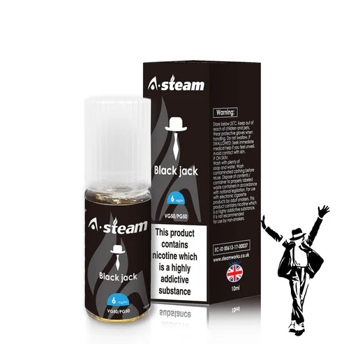 Black Jack A-Steam 10ml Premium Vape Juice - Pack of 10 Bottles