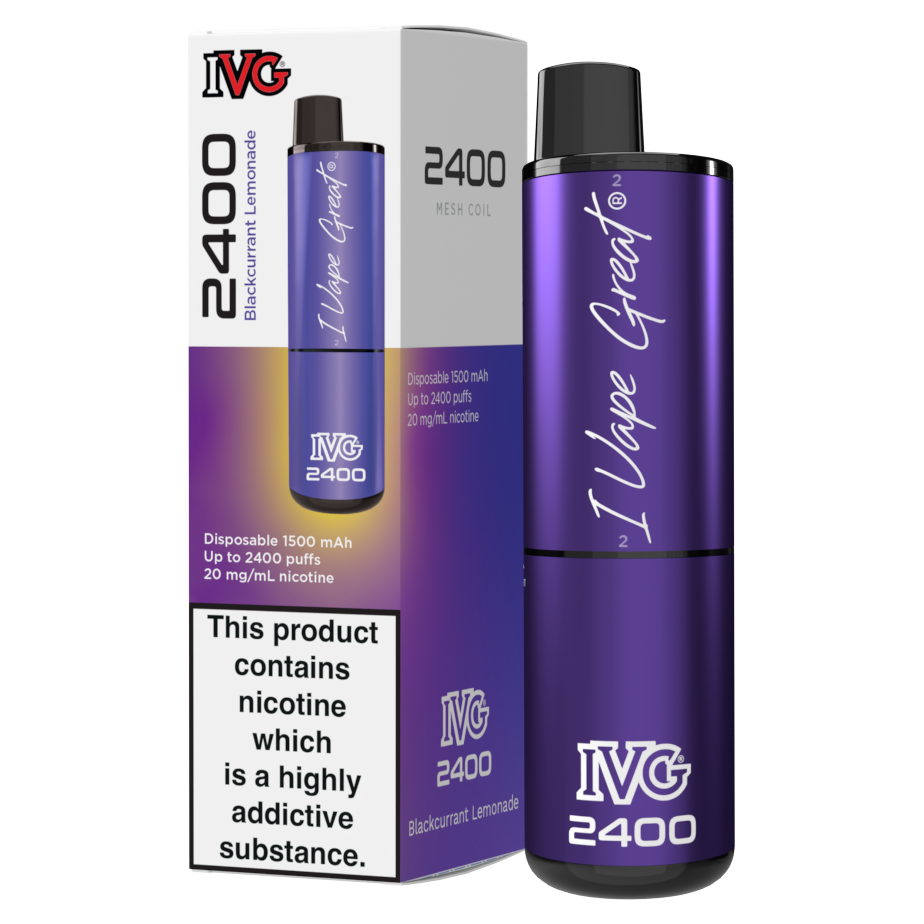 IVG 2400 Disposable Vape Kit in Blackcurrant Lemonade – multi-flavor disposable vape offering up to 2400 puffs with a bold and smooth nicotine delivery.