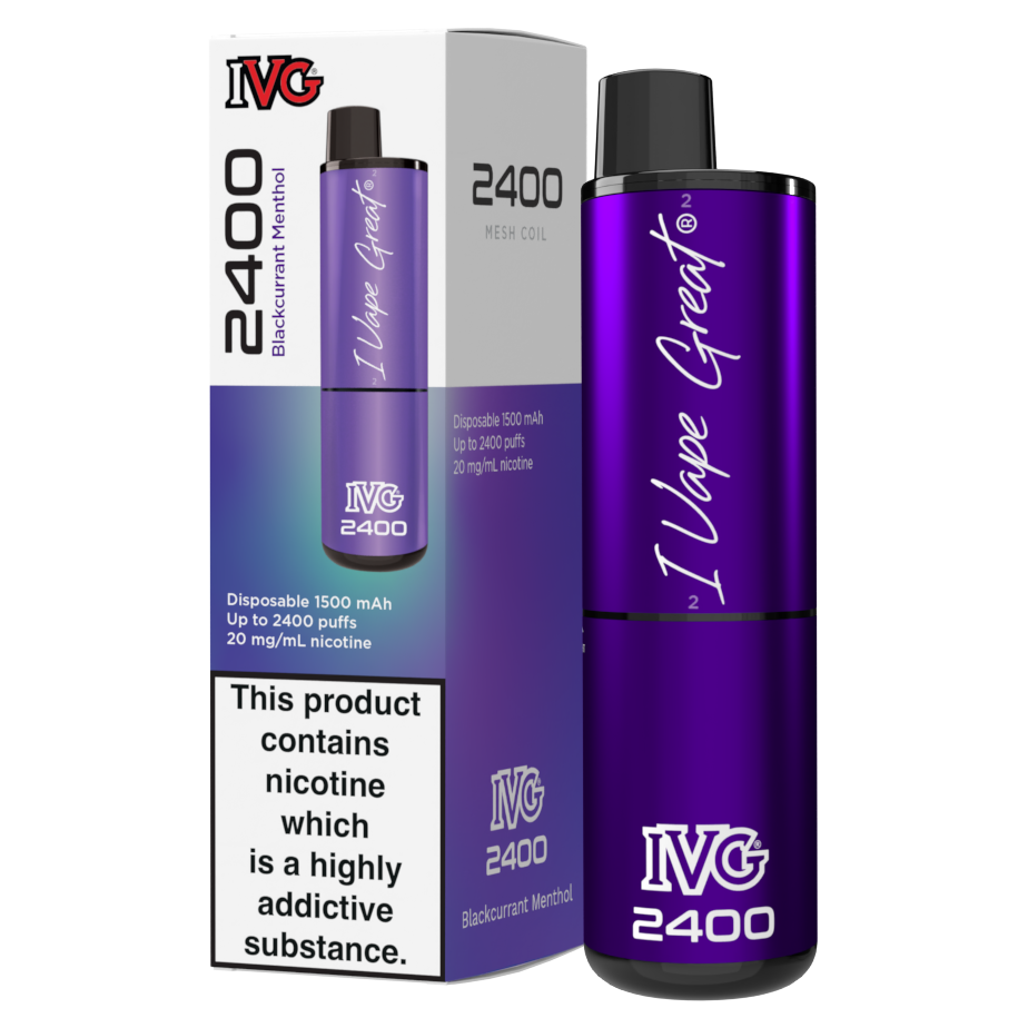 IVG 2400 Disposable Vape Kit in Blackcurrant Menthol – multi-flavor disposable vape offering up to 2400 puffs with a bold and smooth nicotine delivery.