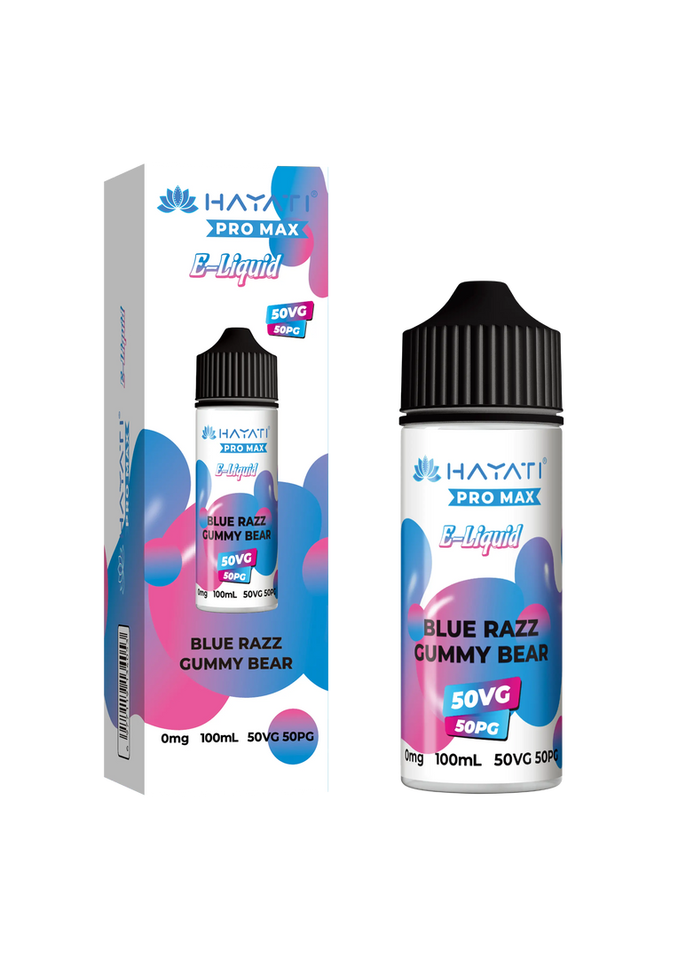 Blue Razz Gummy Bear Hayati Pro Max E-Liquid 100ml – no nicotine vape juice with rich flavor and smooth 50/50 VG PG blend
