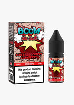 Load image into Gallery viewer, 10ml bottle of Boom Nic Salt E-Liquid in Blue Cherry Cranberry flavor, 50/50 VG/PG ratio for balanced flavor and vapor, available in 10mg and 20mg nicotine salt strengths, perfect for pod kits.