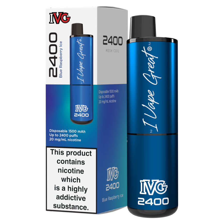 IVG 2400 Disposable Vape Kit in Blue Raspberry Ice – multi-flavor disposable vape offering up to 2400 puffs with a bold and smooth nicotine delivery.