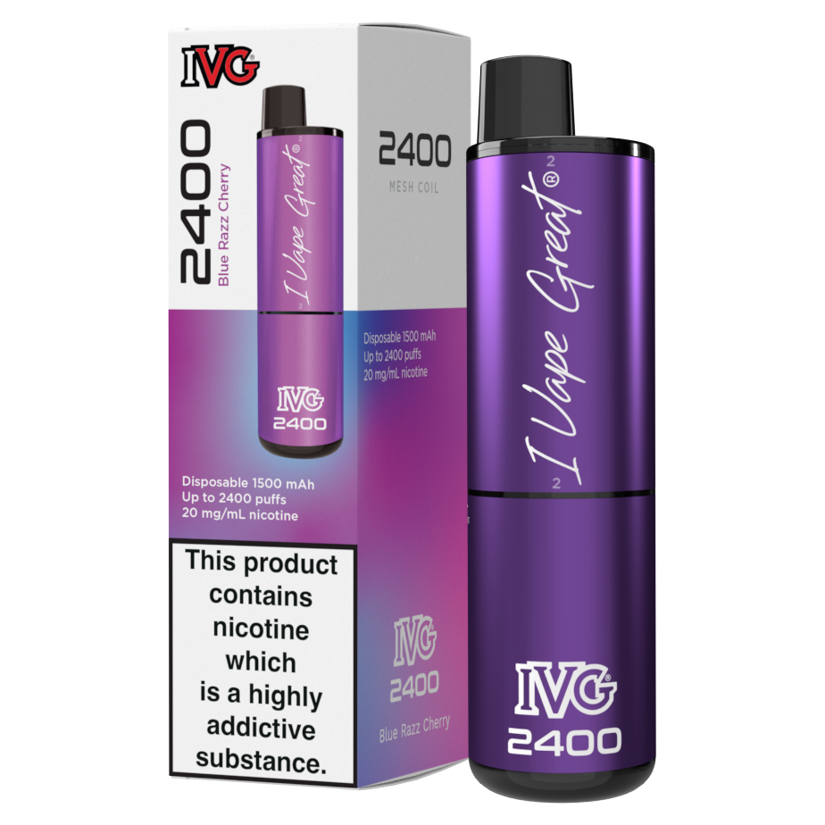 IVG 2400 Disposable Vape Kit in Blue Razz Cherry – multi-flavor disposable vape offering up to 2400 puffs with a bold and smooth nicotine delivery.