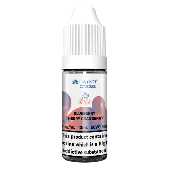 Hayati Pro Max Blueberry Cherry Cranberry Nic Salt vape juice, delivering smooth nicotine satisfaction and a refreshing vape experience.