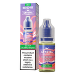 Load image into Gallery viewer, A product image showing a 10ml bottle of SKE Crystal Nic Salt E Liquid with its packaging box, labeled Blueberry Peach Ice flavor, indicating nicotine content, and suitable for all vape devices.