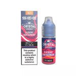 Load image into Gallery viewer, A product image showing a 10ml bottle of SKE Crystal Nic Salt E Liquid with its packaging box, featuring Blueberry Sour Raspberry flavor.