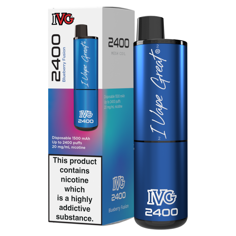 IVG 2400 Disposable Vape Kit in Blueberry Fusion – multi-flavor disposable vape offering up to 2400 puffs with a bold and smooth nicotine delivery.