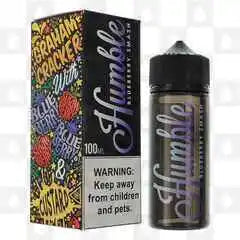 100ml shortfill bottle of Humble Juice E-Liquid in Blue Smash flavor, 80/20 VG/PG ratio for rich flavor and massive clouds, nicotine-free with space for nic shots, perfect for sub-ohm vaping.
