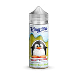 Load image into Gallery viewer, A 100ml bottle of Kingston Chilly Willes e-liquid with a lemon and lime slush flavor theme, featuring a penguin graphic and the brand's logo.