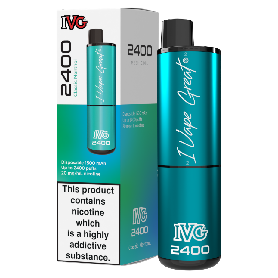 IVG 2400 Disposable Vape Kit in Classic Menthol – multi-flavor disposable vape offering up to 2400 puffs with a bold and smooth nicotine delivery.