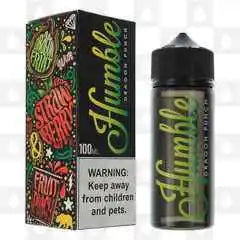 100ml shortfill bottle of Humble Juice E-Liquid in Dragon Punch flavor, 80/20 VG/PG ratio for rich flavor and massive clouds, nicotine-free with space for nic shots, perfect for sub-ohm vaping.