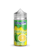 Load image into Gallery viewer, A 100ml bottle of Kingston Fantango Lemon & Lime Ice e-liquid with a green and silver label.