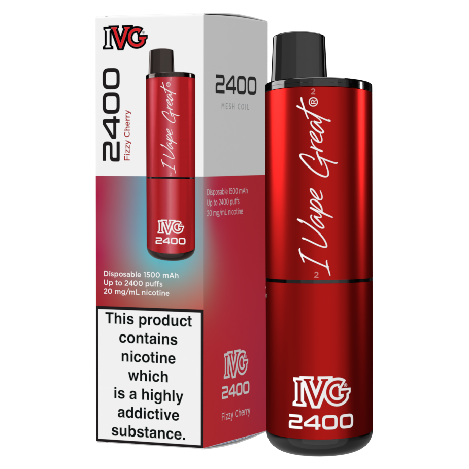IVG 2400 Disposable Vape Kit in Fizzy Cherry – multi-flavor disposable vape offering up to 2400 puffs with a bold and smooth nicotine delivery.
