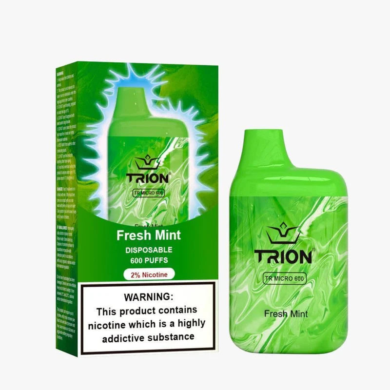 Fresh Mint Trion Bar TR600 Disposable Vape: Akin to Lost Mary Crystal Elux, 600 Puffs