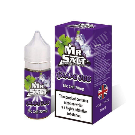 Mr Salt Grape Ice Nic Salt E‑Liquid – sleek bottle of premium nicotine salt vape juice with a pure and smooth throat hit, ideal for pod systems.