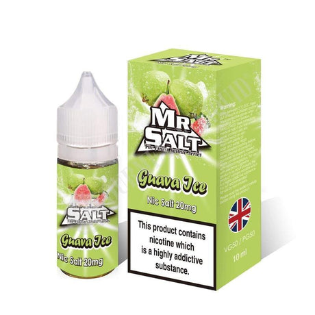 Mr Salt Guava Ice Nic Salt E‑Liquid – sleek bottle of premium nicotine salt vape juice with a pure and smooth throat hit, ideal for pod systems.