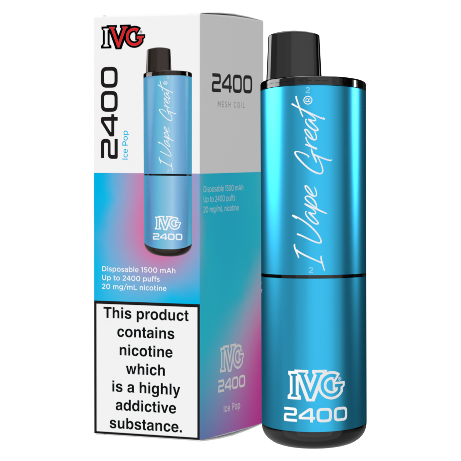 IVG 2400 Disposable Vape Kit in Ice Pop – multi-flavor disposable vape offering up to 2400 puffs with a bold and smooth nicotine delivery.