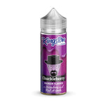 Load image into Gallery viewer, A 100ml bottle of Kingston Chuckleberry premium flavour e liquid, with a label featuring a berry and a cap on top, indicating nicotine-free and suitable for all-day vaping.