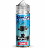 Load image into Gallery viewer, A bottle of Zingberry Fizzy Kingston 100ml Nicotine Free 0mg E Liquid VAPE Juice with a label featuring a character illustration.