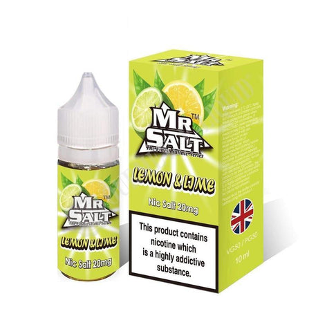 Mr Salt Lemon Lime Nic Salt E‑Liquid – sleek bottle of premium nicotine salt vape juice with a pure and smooth throat hit, ideal for pod systems.