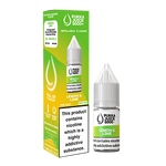 Load image into Gallery viewer, Packaging for Lemon & Lime Pukka Juice 5000+ Nic Salt E-Liquid featuring a green and yellow design with images of a bottle and a dropper, indicating the product is a nicotine salt e-liquid.