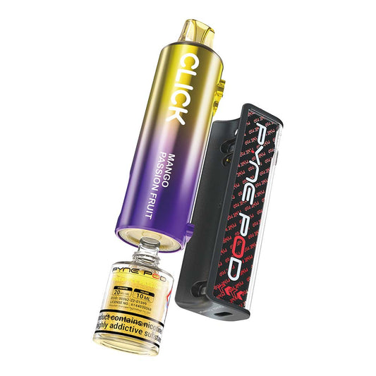 Pyne 50K Prefilled Pod in Mango Passion Fruit flavor – sleek, high-capacity prefilled pod with up to 50,000 puffs.