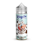 Load image into Gallery viewer, A bottle of Kingston brand Mint Chocolate flavored e-liquid vape juice with a capacity of 100ml. The label features an illustration of a cow and text indicating the flavor and nicotine level.