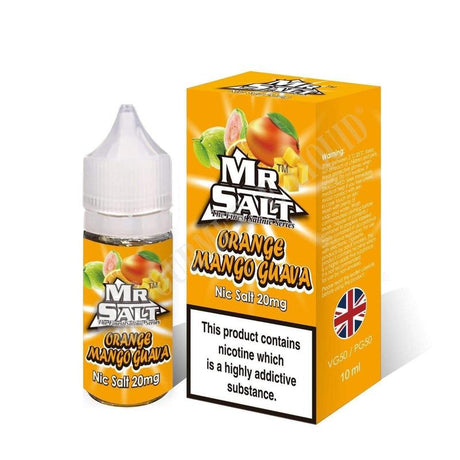 Mr Salt Orange Mango Guava Nic Salt E‑Liquid – sleek bottle of premium nicotine salt vape juice with a pure and smooth throat hit, ideal for pod systems.