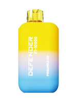 Load image into Gallery viewer, Defender F1-10000 Prefilled Pods in Pineapple Ice flavor, featuring a gradient blue and yellow design with a transparent mouthpiece.
