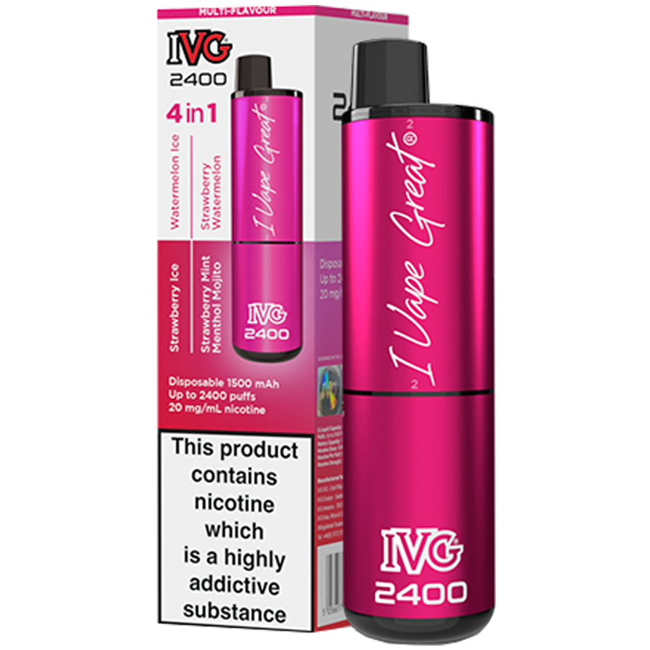 IVG 2400 Disposable Vape Kit in Pink Edition – multi-flavor disposable vape offering up to 2400 puffs with a bold and smooth nicotine delivery.