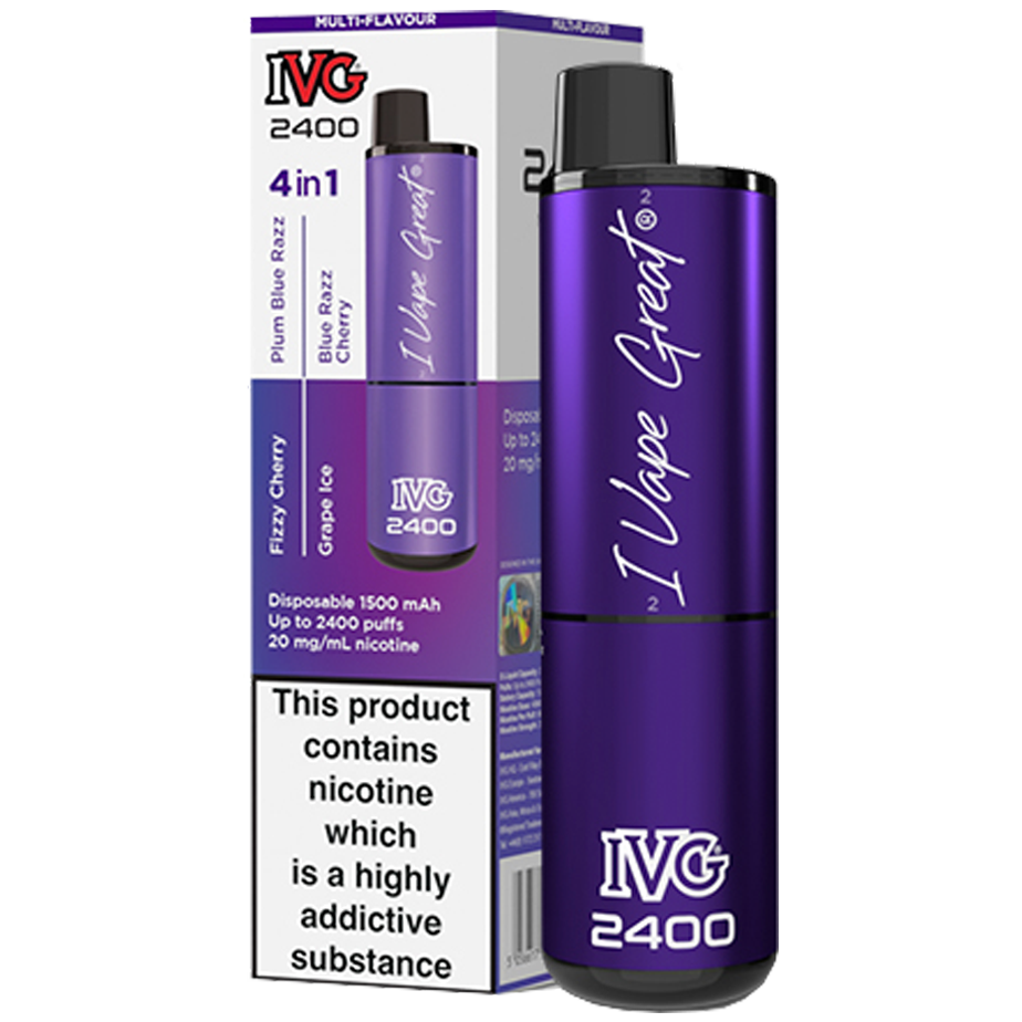 IVG 2400 Disposable Vape Kit in Purple Edition – multi-flavor disposable vape offering up to 2400 puffs with a bold and smooth nicotine delivery.