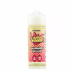 Load image into Gallery viewer, A 120ml bottle of Loaded Raspberry Eclair e-liquid with a child-resistant cap and a label featuring polka dots and raspberry graphics.