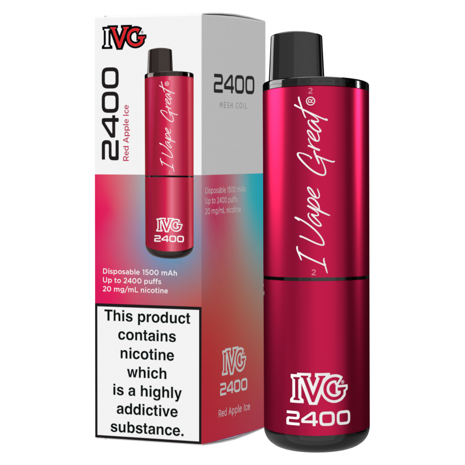 IVG 2400 Disposable Vape Kit in Red Apple Ice – multi-flavor disposable vape offering up to 2400 puffs with a bold and smooth nicotine delivery.