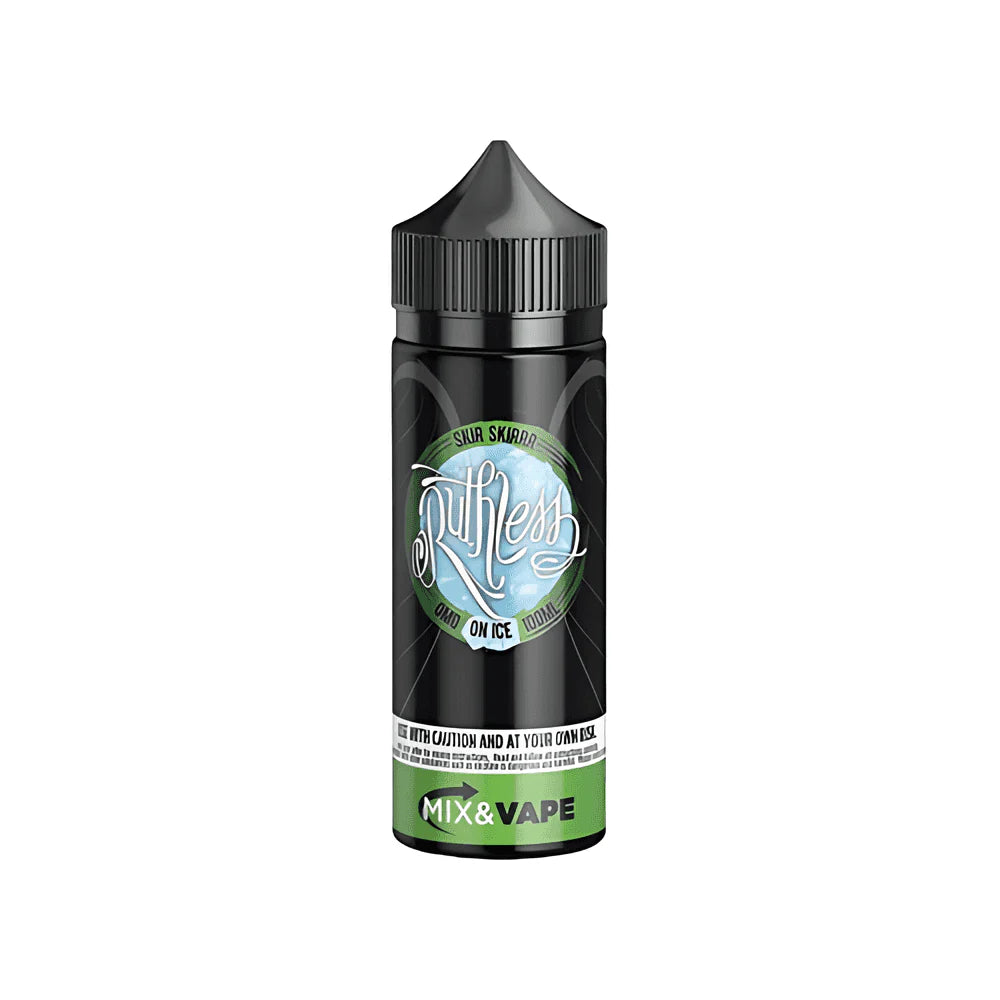 Ruthless 100ml Shortfill Skir Skirrr on Ice – 0mg nicotine, perfect for sub-ohm vaping & clouds.