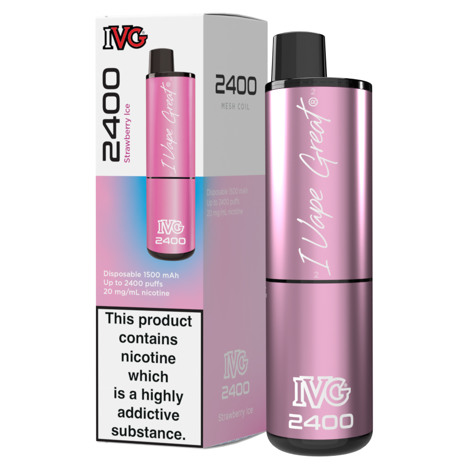 IVG 2400 Disposable Vape Kit in Strawberry Ice – multi-flavor disposable vape offering up to 2400 puffs with a bold and smooth nicotine delivery.
