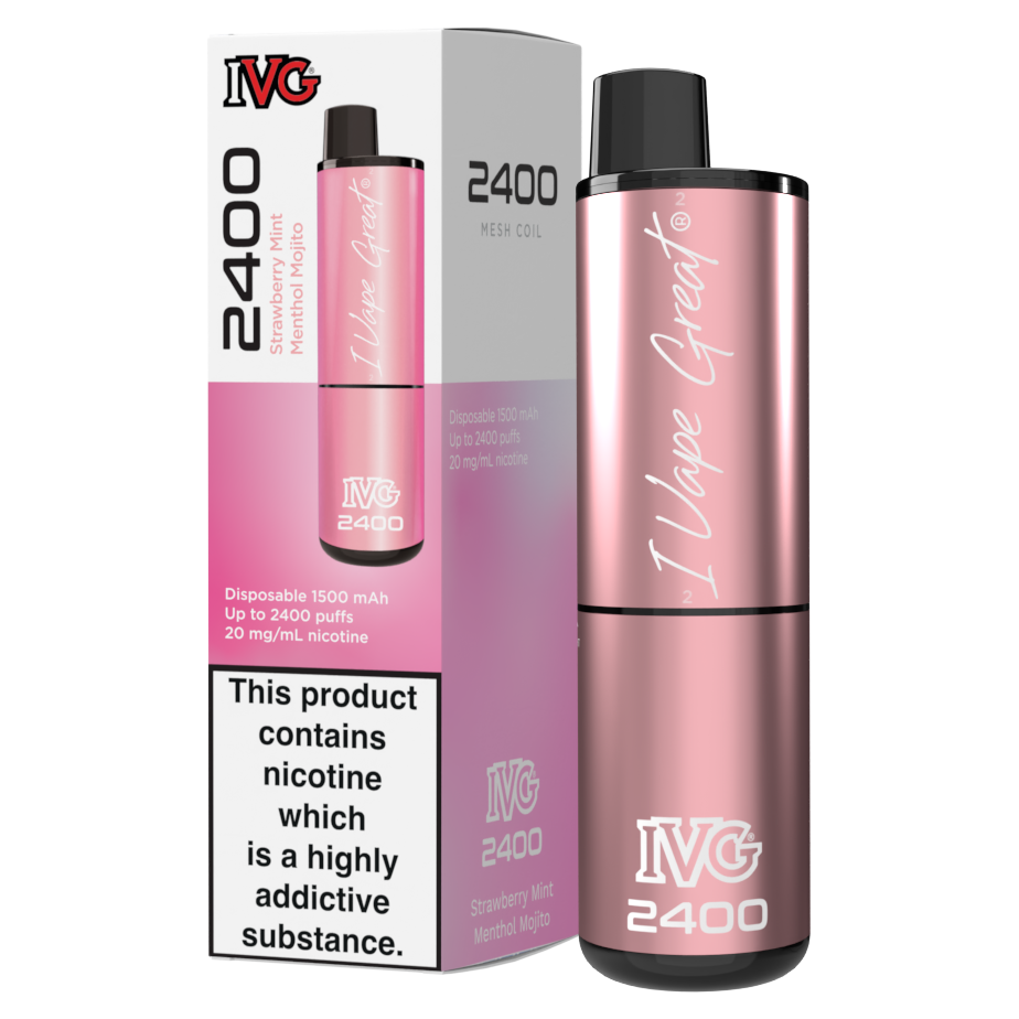 IVG 2400 Disposable Vape Kit in Strawberry Mint Menthol Mojito – multi-flavor disposable vape offering up to 2400 puffs with a bold and smooth nicotine delivery.