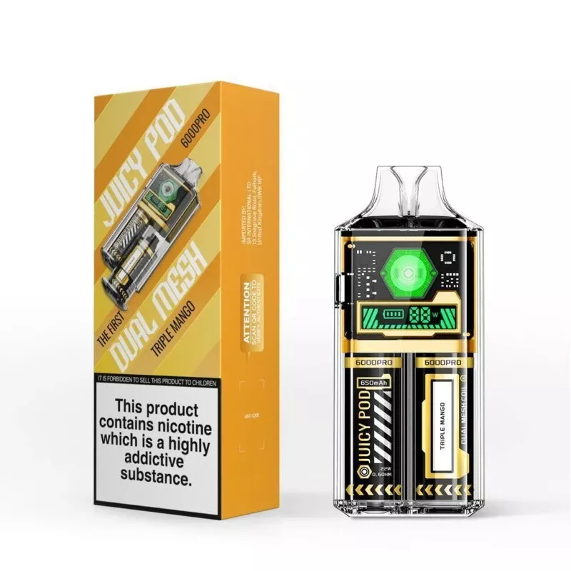 Triple Mango Juicy Pod 6000 Pro Vape Kit - 6000 Puffs, 20mg Nic