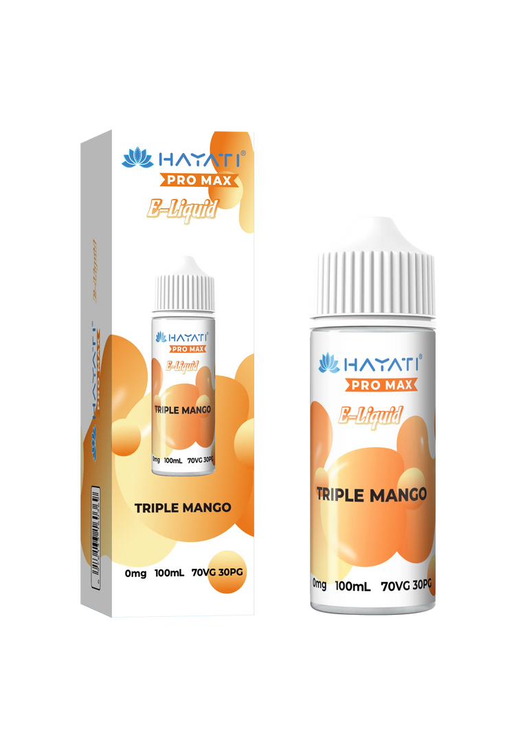Triple Mango Hayati Pro Max E-Liquid 100ml – no nicotine vape juice with rich flavor and smooth 70/30 VG PG blend